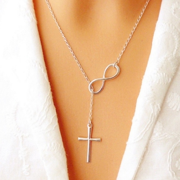 Golden Threads Jewelry - Cross Infinity Necklace Silver Color